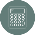 un dibuix en línia blanca d'una calculadora